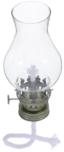 JOINPAYA Kit D’Accessoires pour Lampe à Pétrole Vintage Comprenant Brûleur à Mèche Réglable en Métal, Abat-Jour en Verre Transparent, Socle en Métal Argenté – Éclairage Intérieur