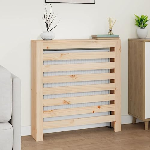 Ordellia Cache-radiateur en Bois Massif de pin 79,5x19x84 cm avec étagère, Design Moderne à Lattes, pour pièce de Chauffage, Accessoire de Maison Hiver