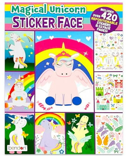 Bendon Magisches Einhorn-Sticker mit Regenbogen und Zauberstäben, 420 Aufkleber, 32 Einhorn-Seiten