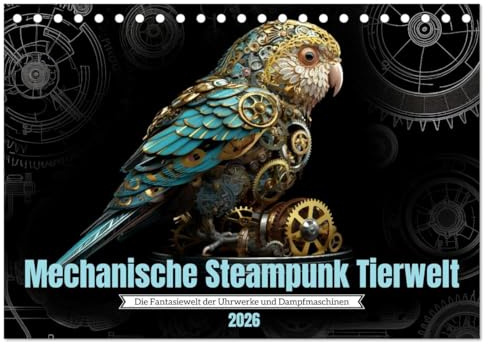 Mechanische Steampunk Tierwelt (Tischkalender 2026 DIN A5 quer), CALVENDO Monatskalender: Die aufregende Fantasiewelt der Uhrwerke und Dampfmaschinen (CALVENDO Spass)
