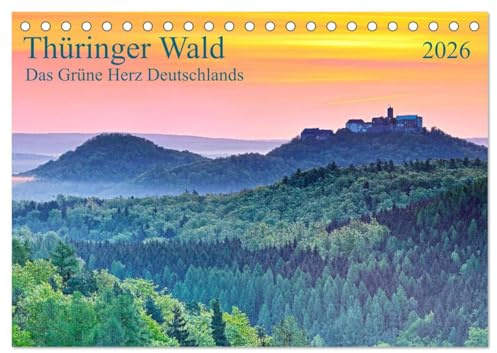 Thüringer Wald Das Grüne Herz Deutschlands (Tischkalender 2026 DIN A5 quer), CALVENDO Monatskalender: Zwölf Impressionen aus dem Waldland Thüringen (CALVENDO Orte)