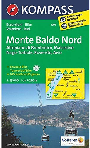 Monte Baldo Nord 1 : 25 000: Wanderkarte mit Radwegen. GPS-genau. 1:25000 (KOMPASS-Wanderkarten, Band 691)