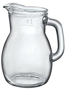 Rocco Bormioli Bistrot Jug, 33.75 Ounce, Set of 6 CARAFFA lt.1, 18/8 Stainless Steel, Transparant, 1000 ml