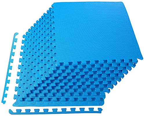 BalanceFrom Puzzle-Trainingsmatte mit ineinandergreifenden EVA-Schaumstofffliesen für MMA, Gymnastik, Heim-Fitnessstudio, schützender Boden, verschiedene Größen und Farben, 1,3 cm dick, 4,5 m², Blau