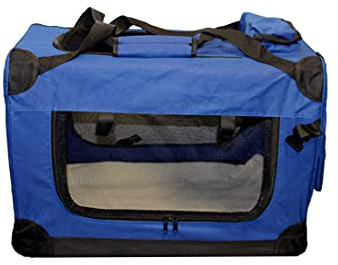 walexo Faltbare Hundebox Hundetransportbox Katzentransportbox Katzenbox (BLAU, S)