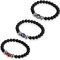 Flongo Partnerarmband BFF Ketten Freundschaftsarmband für 3 Paar Armband Armreif Armkette Perlenarmband Schwarz Rot Blau Böse Evil Teufel Eye Auge Gebet Mala Kugel Perle Perlen Herren,Damen