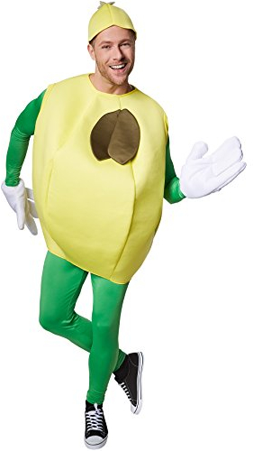 dressforfun Costume Limone Adulti unisex | Parte superiore senza maniche, “fruttata” | Divertenti guanti di grandi dimensioni | Con Copricapo (L | no. 301638)