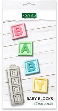 Katy Sue Baby Blocks Silicone Mould for Cake Decorating & Craft for Fondant, Sugar Paste, Gum Paste & Air Dry Clay from Katy Sue Designs Fondant Moulds. Blocks 35 x 35 Millimetres (1.5 x 1.5 Inches)