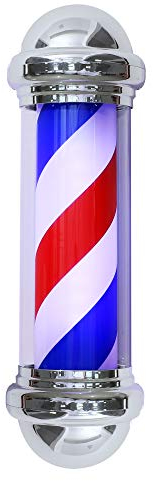 Barberpub Barbierstab klassisch weiß blau rot Barber Pole 75cm Drehen LED Birne