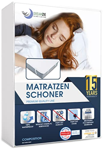 Dreamzie Matratzenschoner 80x190 cm Wasserdicht Made in EU und Oeko-TEX Zertifiziert Atmungsaktive Matratzenauflage