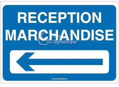 AUA SIGNALETIQUE - Panneau Parking réception marchandises à gauche - 420x300 mm, Aluminium 3 mm