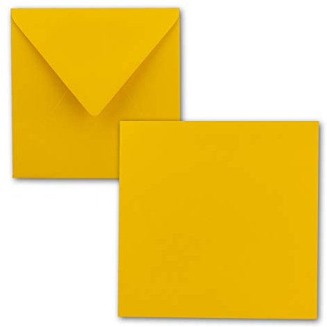 Quadratisches Einzelkarten-Set - 15 x 15 cm - mit Brief-Umschlägen - Honiggelb - 25 Stück - für Grußkarten & mehr - FarbenFroh by GUSTAV NEUSER