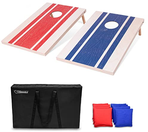 GoSports - Juego de Cornhole con diseño de Madera de 0,91 x 0,61 m, Incluye Dos Tablas de 0,91 x 0,61 m, 8 Bolsas de Frijoles (pufs) y Funda de Transporte