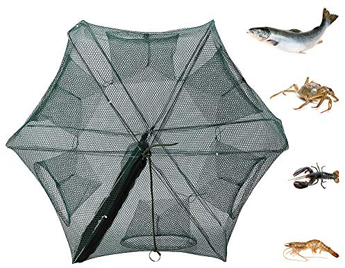 6 Hole Fishing Mesh Fishing Trap Net Foldable Nylon Crab Fishing Net Shrimp Net Hand Casting Bait Traps Fish Cage Crayfish