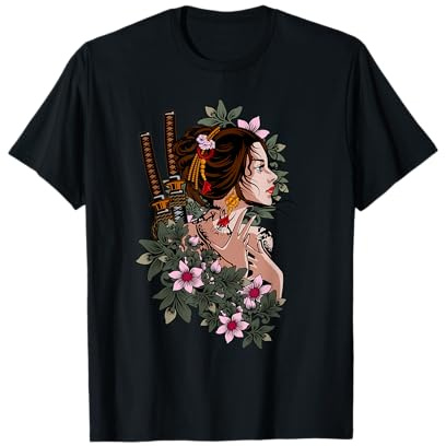 Geisha japonaise Samouraï japonaise Sakura Fleurs de cerisier T-Shirt