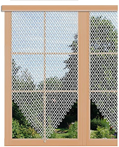 Scheibenhänger Isabella in weiß aus Plauener Spitze mit Stangedurchzug Flächengardine aus Luftspitze mit Ornament-Muster 120 x 60 cm