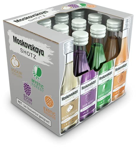 Moskovskaya Shotz Mixbox I 12 x 0,05 L I Party Shots für jeden Anlass I Premium Likör