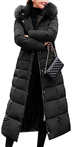 Onsoyours Parka à Capuche Femme Hiver Manteau Chaud Jacket Blouson Longue Doudoune A Noir L
