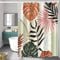 Bovlleetd Botanical Rideau de Douche Abstrait Tropical Plantes Medieval Maple Palm Leaf Rideau de Douche Boho Boy Girl Bathroom Art Decor Curtain Geometric Tub Decoration Curtain 183x188cm