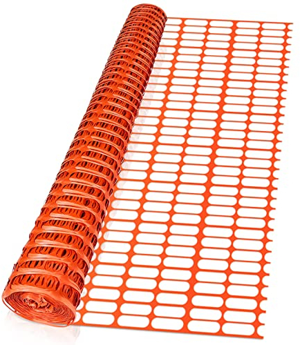 Randaco Schutznetz aus Kunststoff, Warnnetz aufgerollter Absperrzaun aus Kunststoff, Bauzaun Auffangnetz Wildzaun Warnzaun Baustellnetz, Fangzaun Rolle, 1m x 50m, Orange