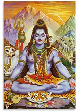 Meditierendes Shiva-Hinduismus-Poster, indische Götter, religiöse Ritualkultur, Wandkunst, Poster, Geschenke, Schlafzimmer, Heimdekoration, Bild, Leinwand, Gemälde, Poster, 40 x 60 cm