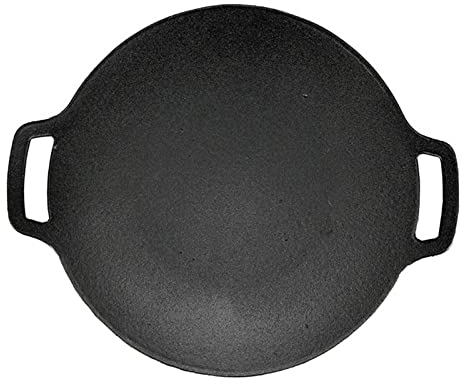 Koreanische Grillpfanne | Kreispfanne aus Gusseisen für den Außengrill - Fry Stew erhältlich, kompatibel mit Induktionskochfeldern, Grillplatten, Elektroherden, für den Innen- und Außenbereich Facynde