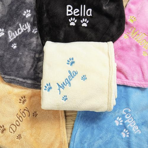 IEK Individuelle Hundedecke mit gesticktem Namen und Muster, personalisiertes Haustiergeschenk für Tierliebhaber