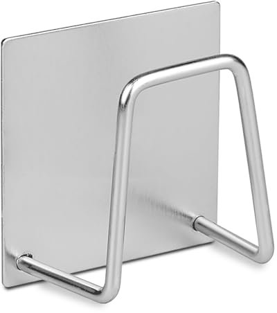 TIENDA EURASIA – Soporte Estropajo, con Adhesivo, Acero Inoxidable, 5x5x3cm, Plateado, Soporte Estropajo Fregadero, Accesorio para el Fregadero