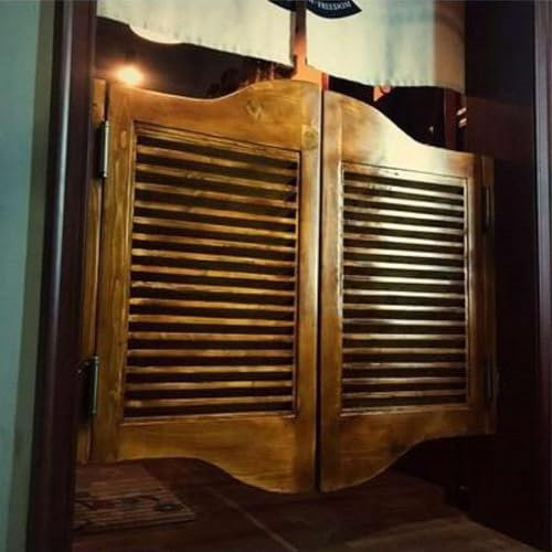 KRHINO Double swing door Cafe Swinging Doors Louvered Indoor Solid Wood Swing Door Self Closing Bar Door Half waist door (Size : 140x90CM/55.1x35.4IN)