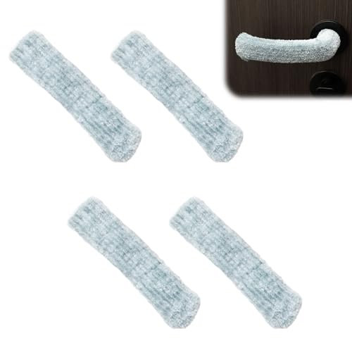 UFURMATE Türgriff-Abdeckungen, weich, gestrickt, antistatisch, Sicherheits-Türgriff-Handschuhe, Türknaufschutz für flache, quadratische Türdrücker, Silbergrau, 4 Stück