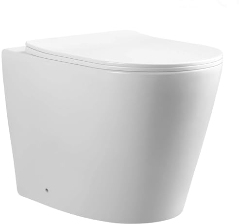 EGO Interiors - Premium Design | GALO Stand-WC aus weißer Keramik | Sitz mit Absenkautomatik und Schnellverschluss | spülrandlos | glatte Oberfläche | kombinierbar mit Bidet