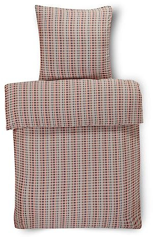 Stupendo Bettwäsche Bettgarnitur Set Bettdeckenbezug 135x200 cm 1 x Kissenbezug 80x80 cm mit Reißverschluss Kariert (Grau - Orange, 135 x 200 cm)