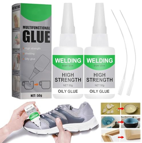Glue, Ex01 Glue, Welding High-Strength Oily Glue - 50g, Jue Fish Glue, Welding High-Strength, Universal Welding Glue for Shoes, Ceramics, Metal, Plastic, Wood, Leather (2 Pcs)