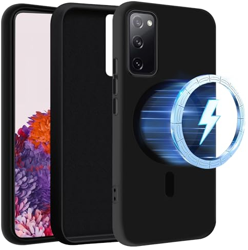 TVVTPU Handy Hülle für Samsung Galaxy S20 FE, Magnetisch Case Kompatibel mit MagSafe, Weiche Dünn Flüssig Silikon Handyhülle Stoßfest Kratzfest Anti-Fingerabdruck Schutzhülle - Schwarz