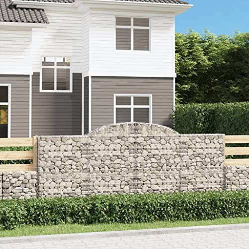 Gabion avec arc haut, 300 x 30 x 120/140 cm, en fer galvanisé, 153506