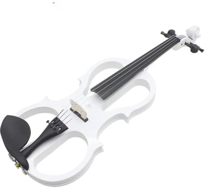 Geigen Weiß Rot 4/4 Violine Ahorn Korpus Stille Violine Mit Bogen Fall Violine Teile(White)