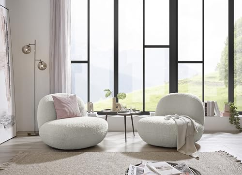 CHRIS Sessel Wohnzimmer, Creme - Moderner Fernsehsessel Relaxsessel drehbar für Ihren Wohnbereich - 85 x 70 x 99 cm (B/H/T)