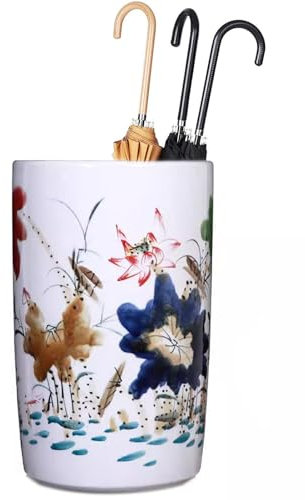 DECORN Schirmständer Schirmständer aus Porzellan und Keramik Handbemalter Schirmständer Bodenvase Im Modernen Stil Zur Aufbewahrung von Stöcken, Spazierstöcken, 11,8 B X 21,3 H