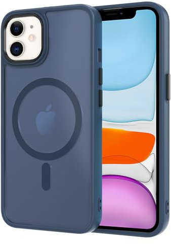AOMYKE für iPhone 11 Hülle Magnetisch, Handyhülle für iPhone 11 kompatibel mit Magsafe Transluzente Matte Anti-Fingerabdruck Kratzfeste PC Rückseite + TPU Bumper - Blau