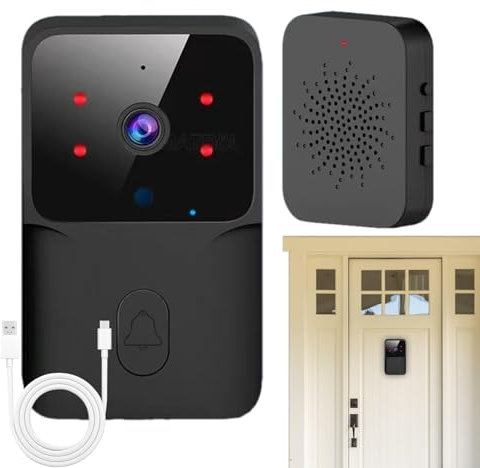 Wireless Video Doorbell Camera - Hd Smart Security Home Intercom, Security Camera Door Bell | Long Lasting Low Doorbell Camera for Human Detection Home, Hotel, Villa, Apartment, 3.3x2.0x0.9in