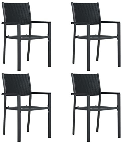 Buzaza Gartenstühle 4 STK. Schwarz Kunststoff Rattan-Optik Stuhl Balkon