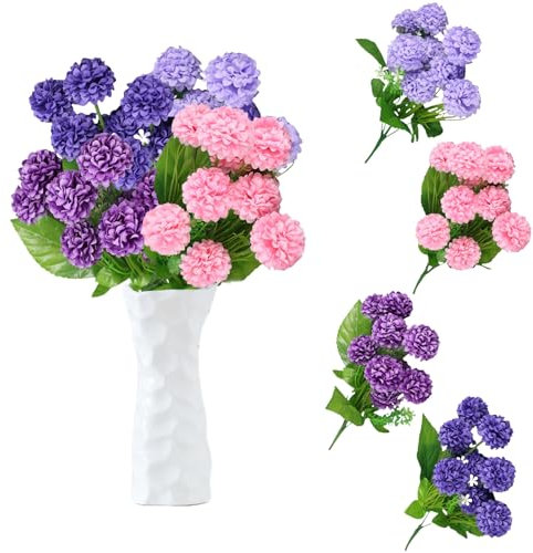 astylishome Hydrangea Artificial Flowers for Grave Flower with Improved Design Purple Perfect for Home Bedroom Memorial Decoration Wedding Ornaments 2008