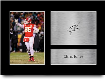 HWC Trading Chris Jones Kansas City Chiefs Geschenkidee: Gedrucktes, signiertes Autogrammfoto für Fans von American-Football-Memorabilia - A4