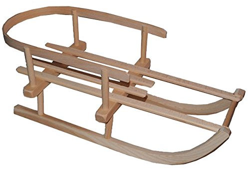 alles-meine.de GmbH Puppenschlitten/Kleiner Schlitten - mit Rückenlehne - aus stabilen Holz - universal passend - Davoser - Davos/Hörnerrodel/Hörnerschlitten - Holzschlitte..