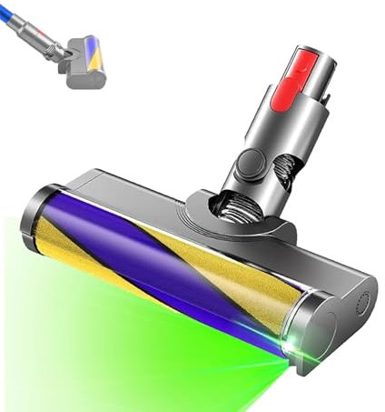 Updated Dust Detect Vacuum Attachments for Dyson V15 V11 V10 V8 V7 Cleaner, Hardwood Floor Head Soft Roller Brush Replacement Accessories Part with Optical Green Light–Enhanced Power, Speed, Lifespan