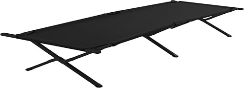 C.A.O. Campingbett Komfort XL mit Stahlrahmen, Stahlfüßen, Leinwand 600 x 300D Oxford Polyester, Farbe: Schwarz, Länge 218 cm, Breite 100 cm, Höhe 50 cm