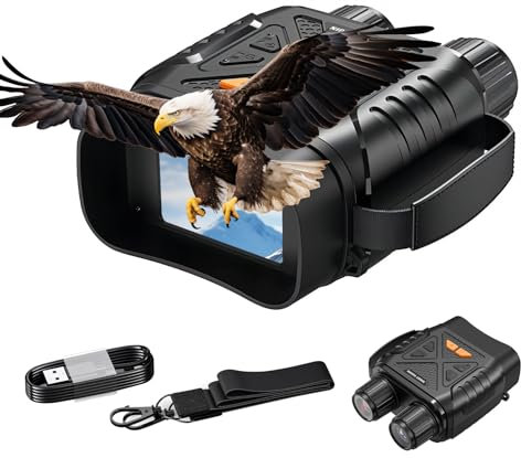 Binoculares Visión Nocturna, 20MP Prismáticos de Infrarrojos Digital Visor Nocturno Rango de 800m con LCD TFT de 2.8, Recargable y Zoom Digital 10X, Adecuado para la Caza, Camping