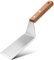 Spatule en inox avec manche en bois, 11 x 2.7 in, spatule métallique pour cuisine, crêpes, plancha, pizza, et grillades, Spatule résistante à la chaleur, Argent