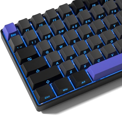 Copritasti in PBT, Double Shot Shine Through Custom Keycap, tasti sfumati profilo ciliegia, stile minimalista per tastiera meccanica (nero viola)