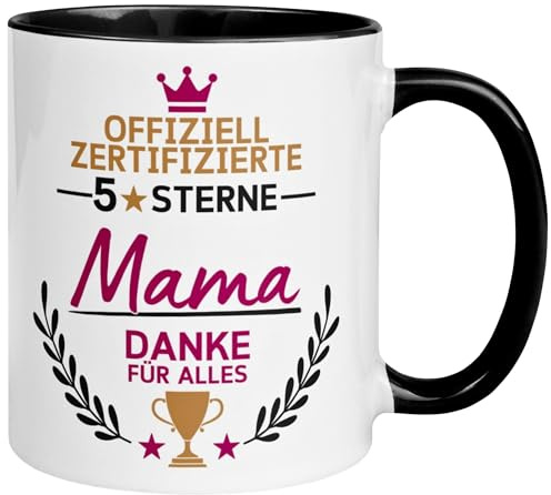 Mama Geschenk Tasse | Offiziell zertifizierte 5 Sterne Mama – Danke für alles | Beste Mama Geschenke Becher | Muttertag Weihnachten Geburtstag